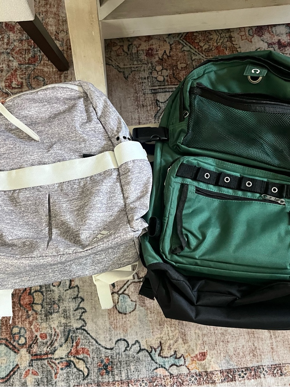 BACKPACK BUNDLE!Forest Green Multi-Pocket Backpack and white/grey adidas